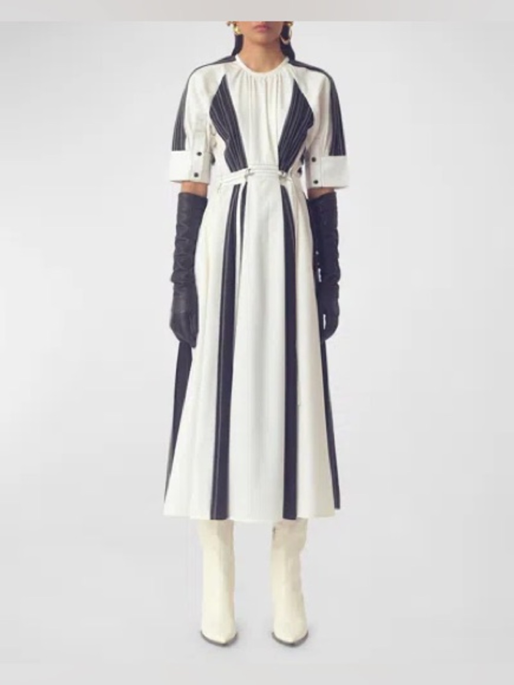 Lovebirds Cinched Colorblock A-Line Black & White Dress Size XS